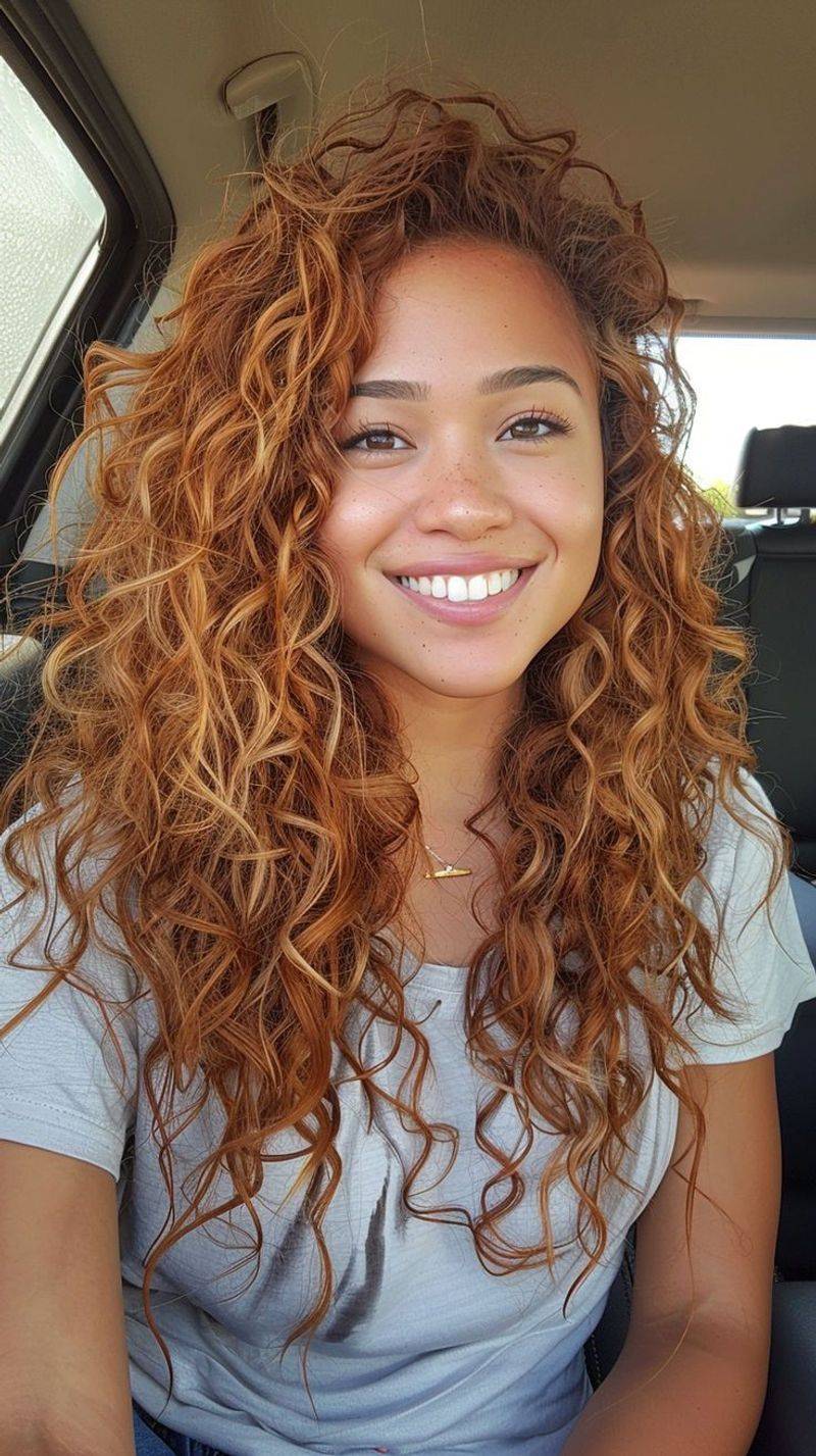 Orange Curly Balayage