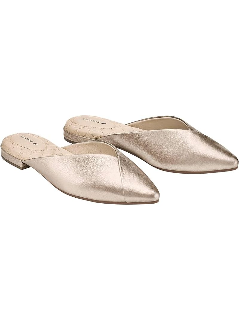 Pointed Mules Birdies Swan Gold Leather