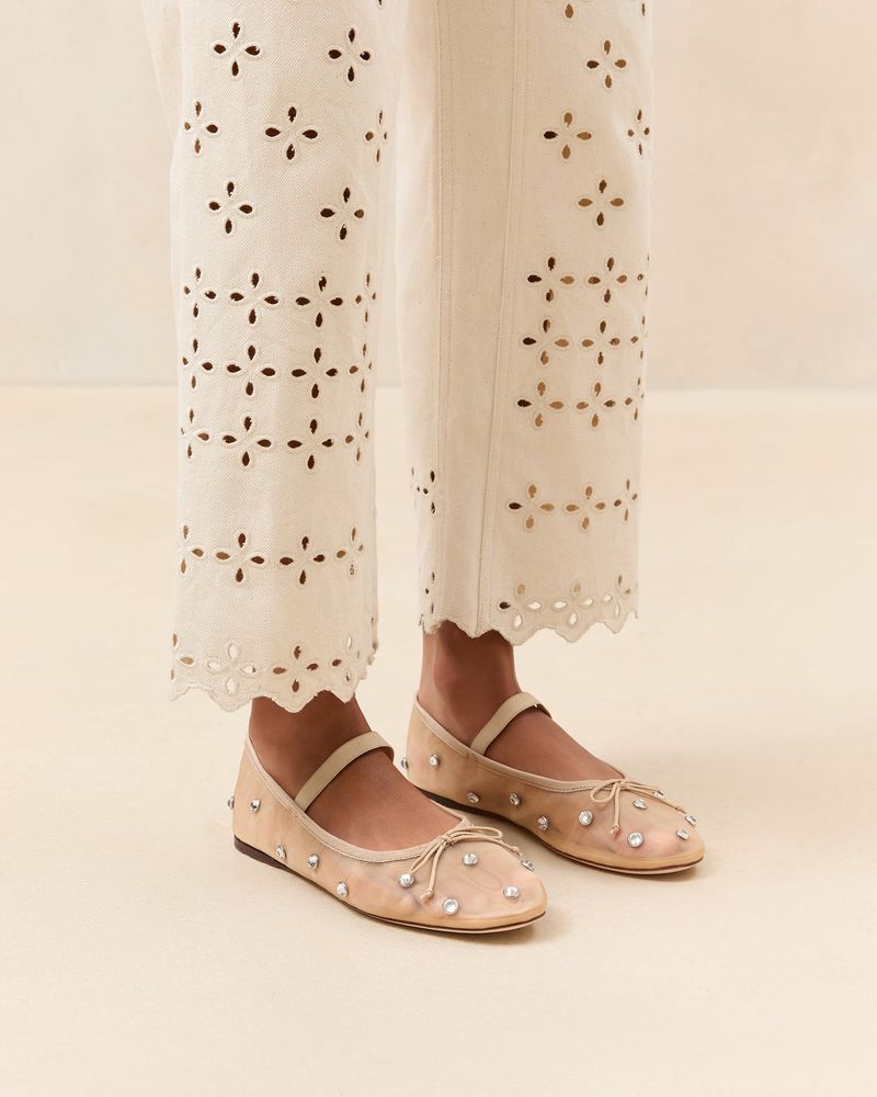 Saks Fifth Avenue Loeffler Randall Leonie Crystal Mesh Ballet Flats
