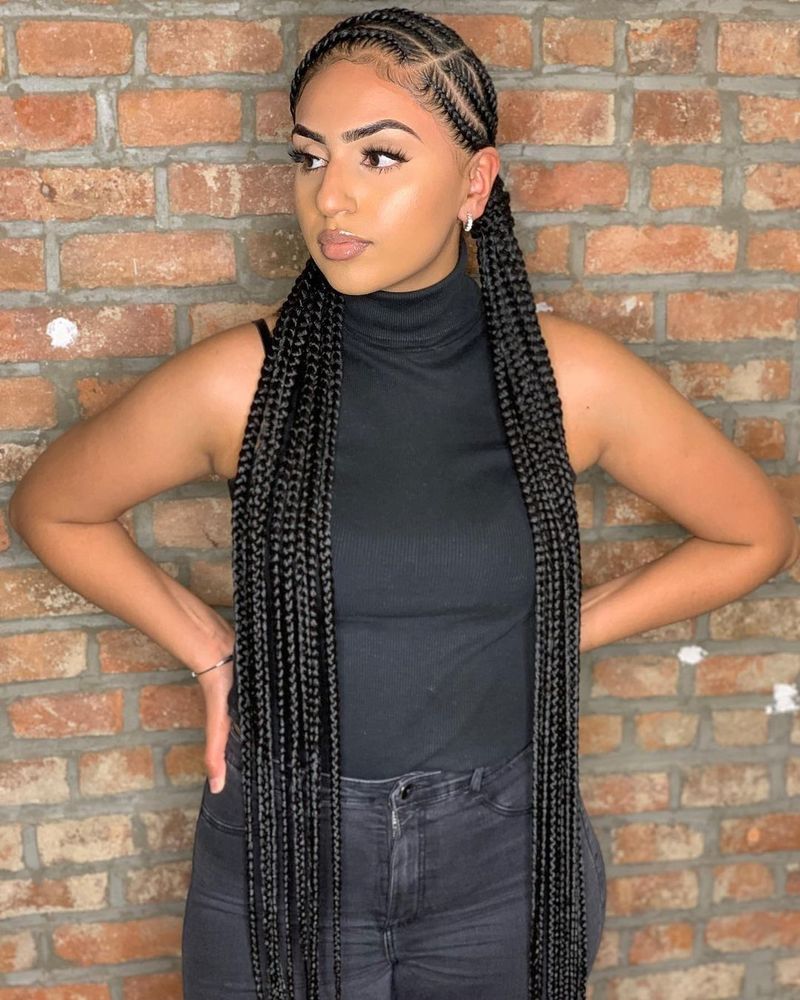 Side Parted Box Braids