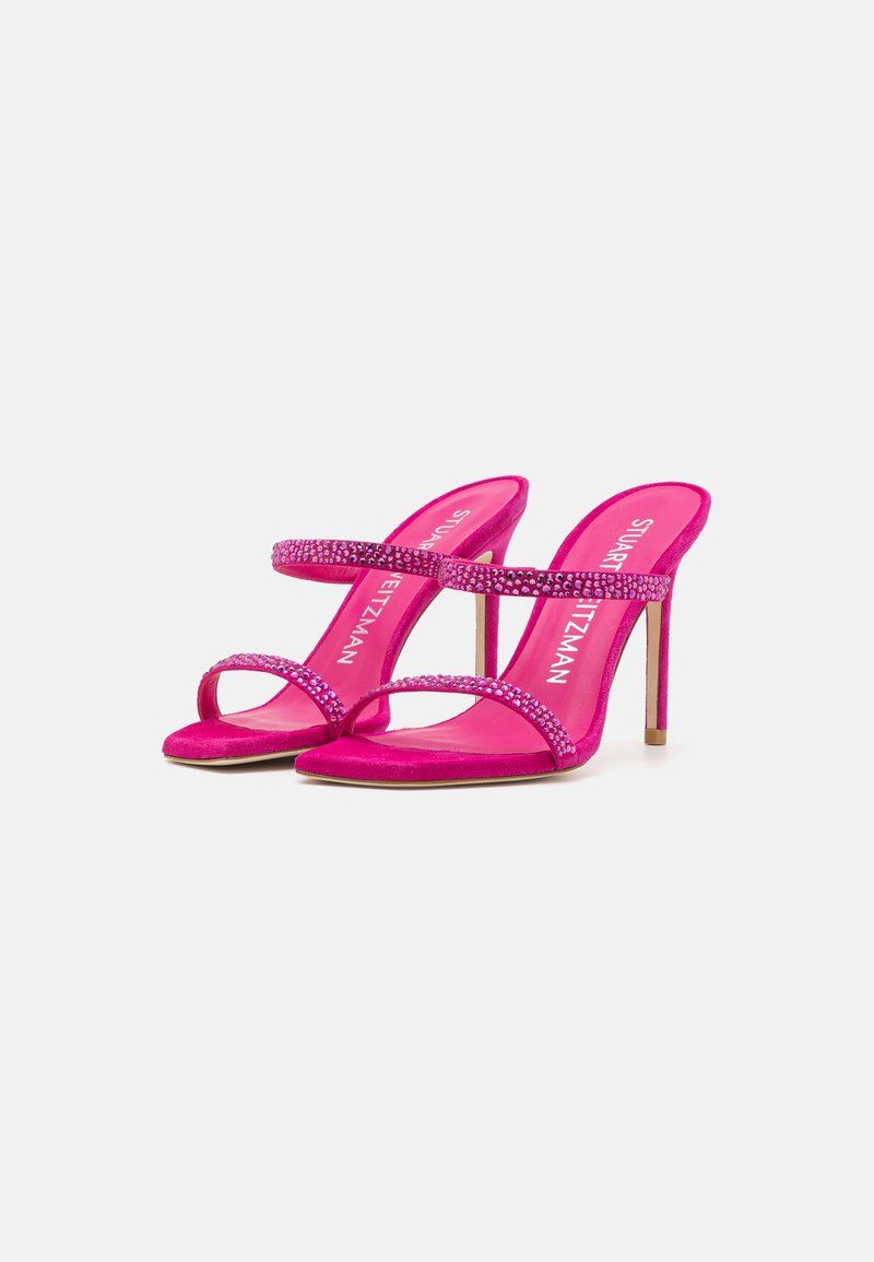 Stuart Weitzman Aleena Royale Crystal Embellished Suede Slide Sandals