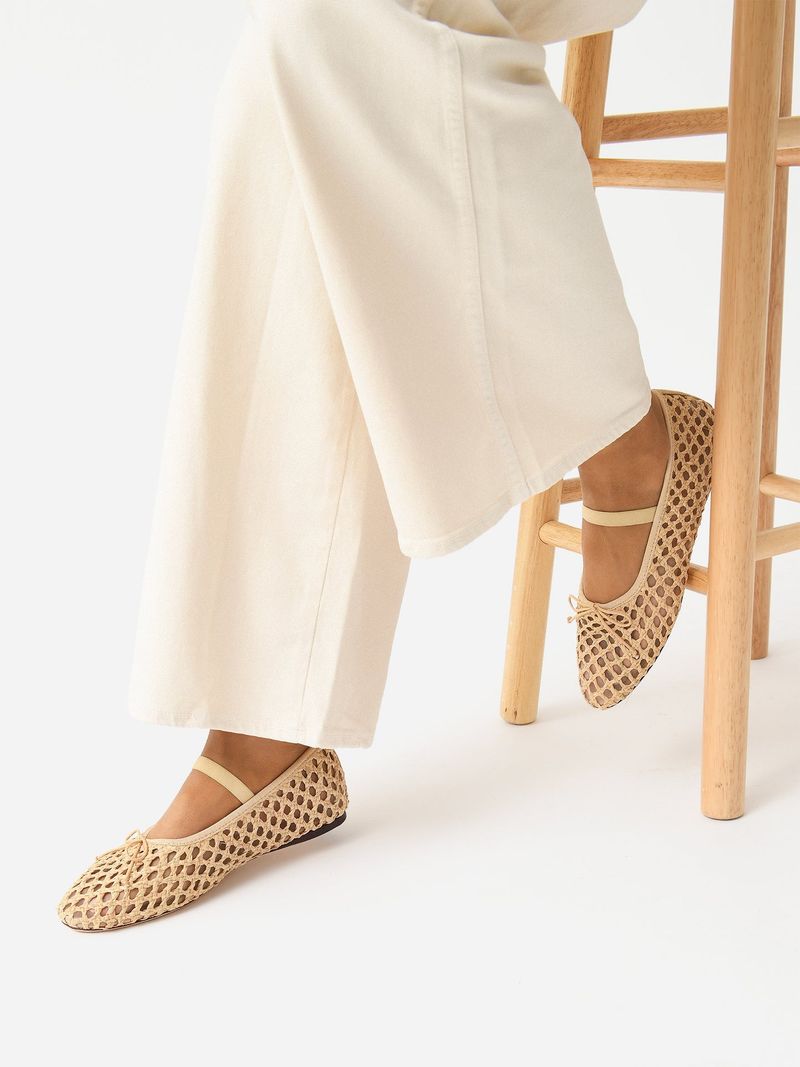 Loeffler Randall Leonie Natural Crochet Ballet Flat