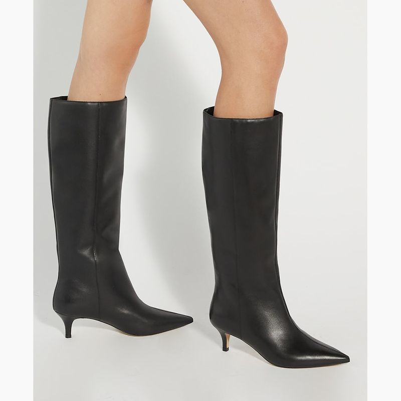 Dune Kitten-Heeled Leather Knee-High Boots