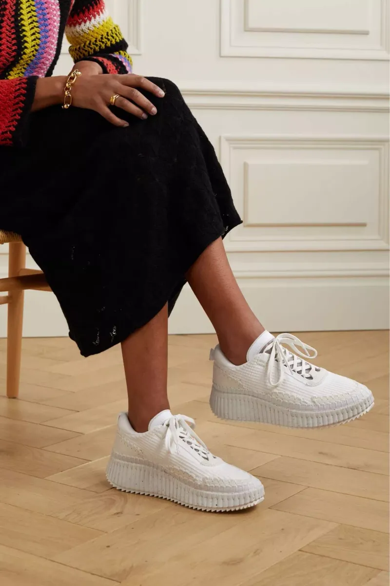 Saks Fifth Avenue Chloé Nama Mixed Media Platform Sneakers