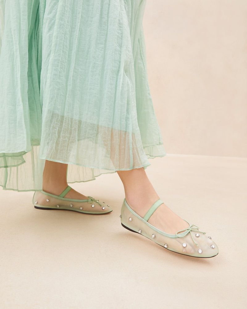 Loeffler Randall Leonie Crystal Mesh Ballerina Flats