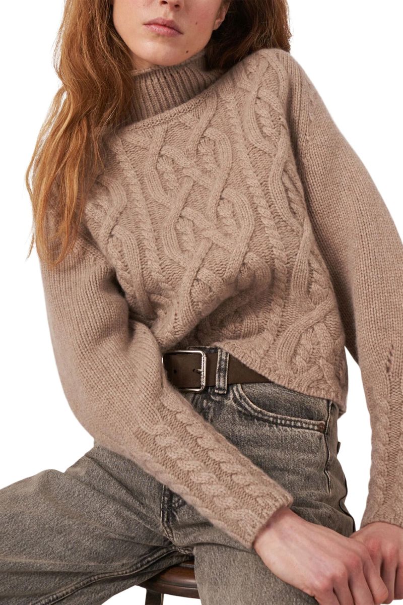 Cropped Cable-Knit Cashmere Sweater