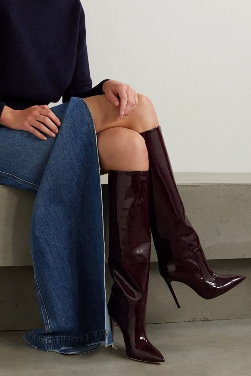 Paris Texas Stiletto Patent-Leather Knee Boots