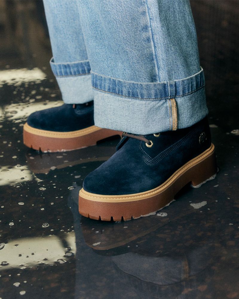 Navy Suede Platform Booties