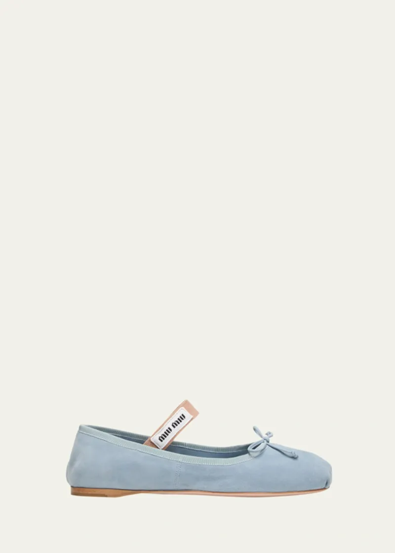 Miu Miu Lea Logo Ballerina Flat