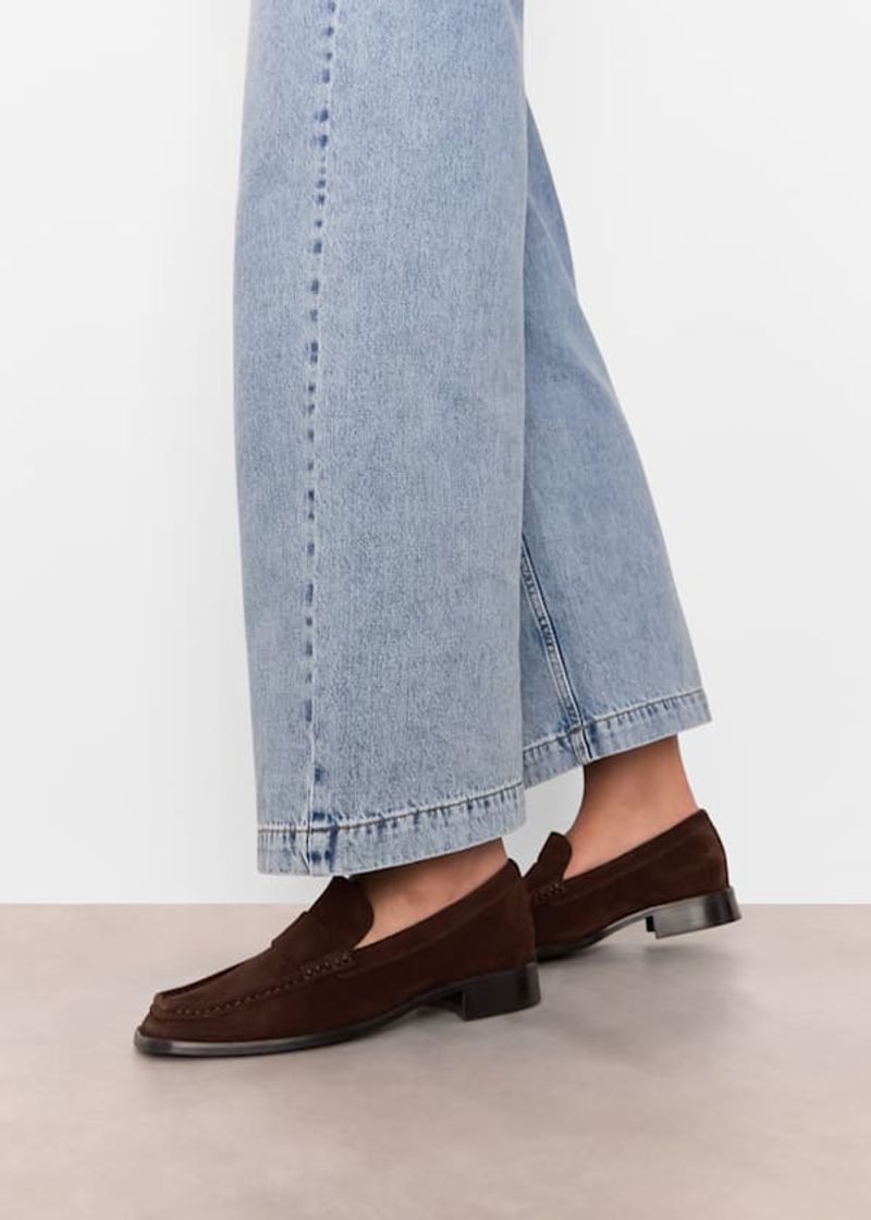 Whistles Chocolate Mora Suede Square Toe Loafer