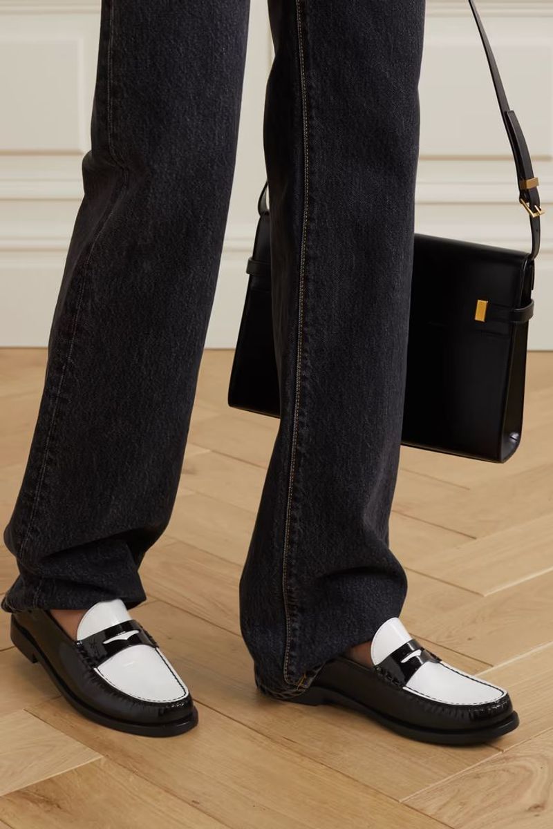 Saint Laurent Two-tone Patent-Leather Loafers