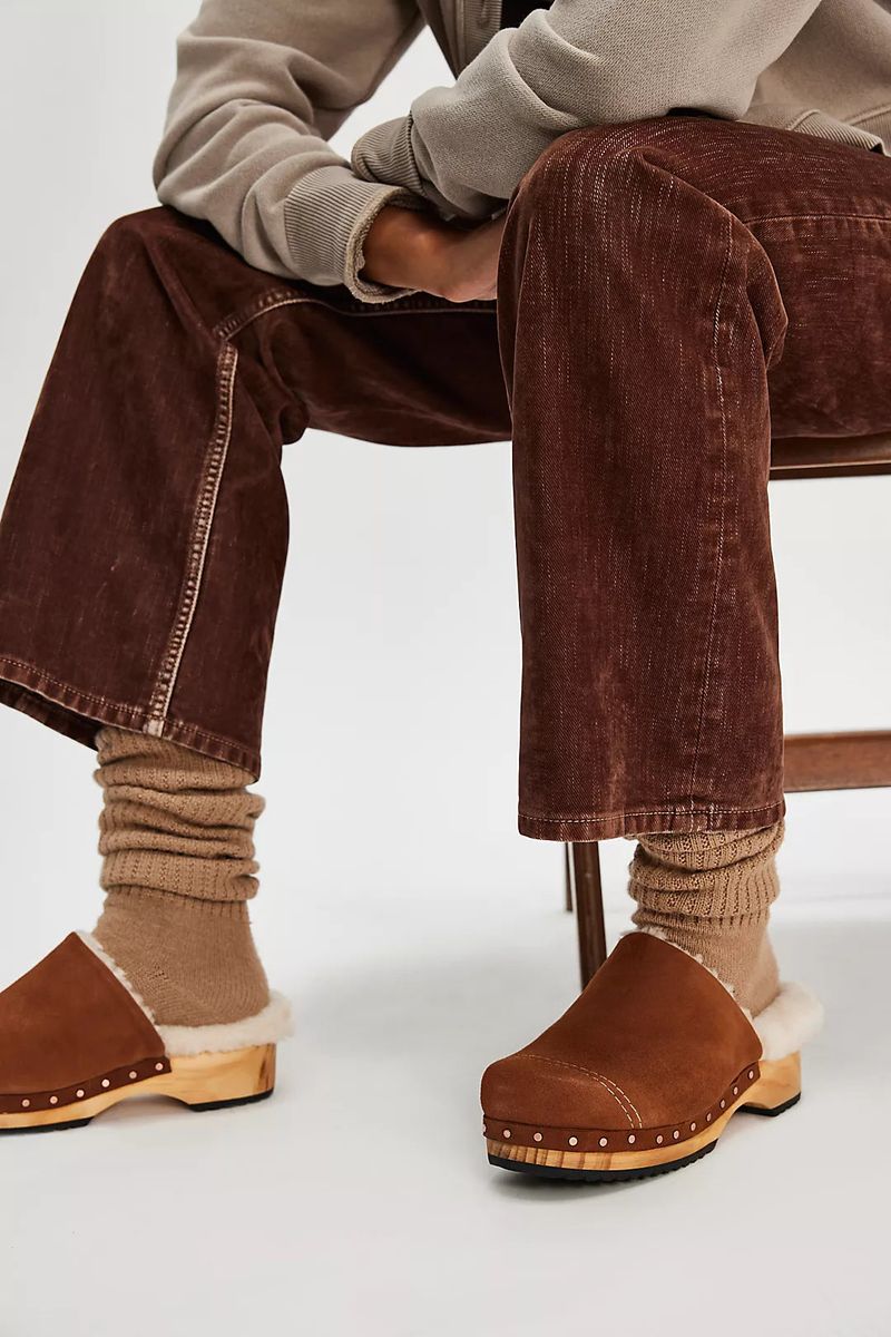 FP Collection Oak Cozy Clog Mules