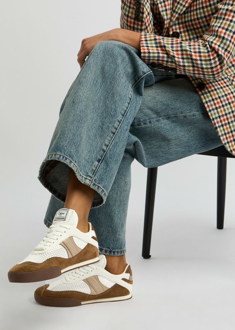 Chloé Kick Suede, Mesh and Leather Sneakers