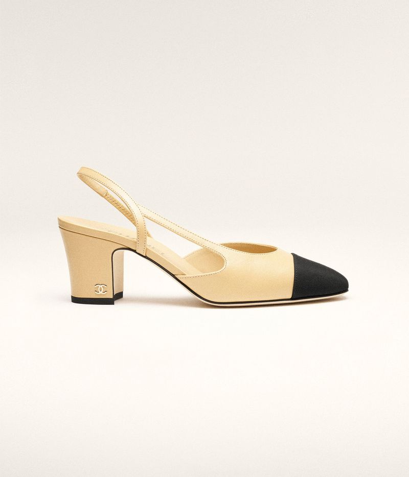 Chanel Goatskin & Grosgrain Slingback
