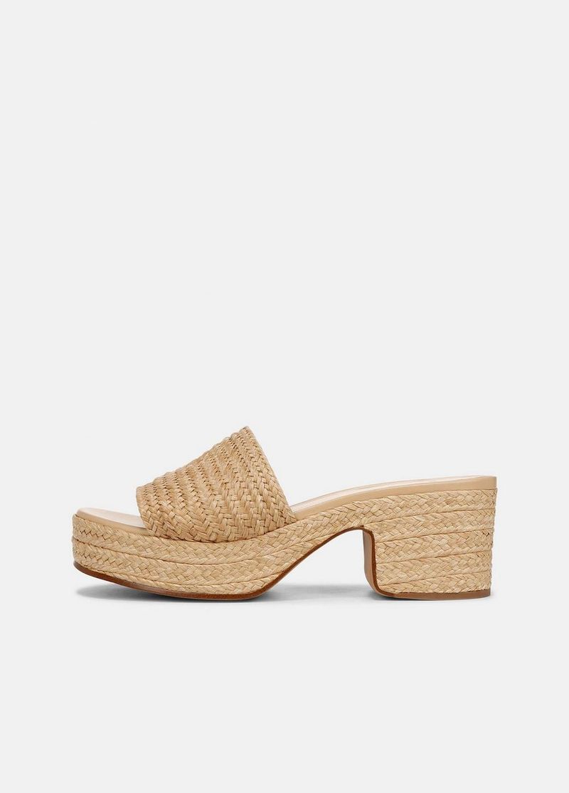 Vince Margo Raffia Espadrille Block Heel Platform Sandals