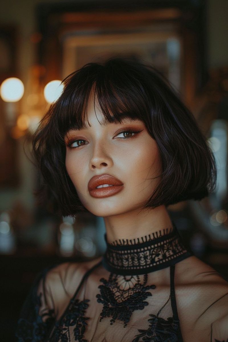 Jaw-Length Bob With Blunt Bangs