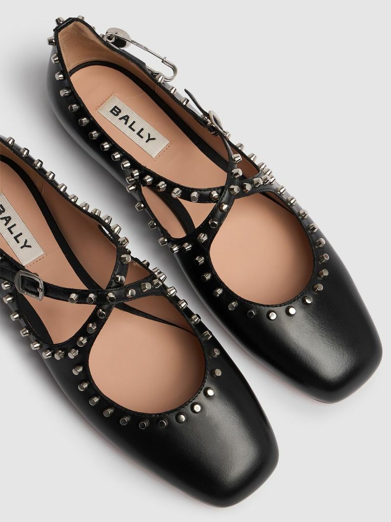 Bally Embellished Studded Ballet Flats