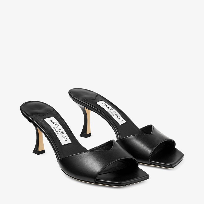 JIMMY CHOO Black Leather Sandals