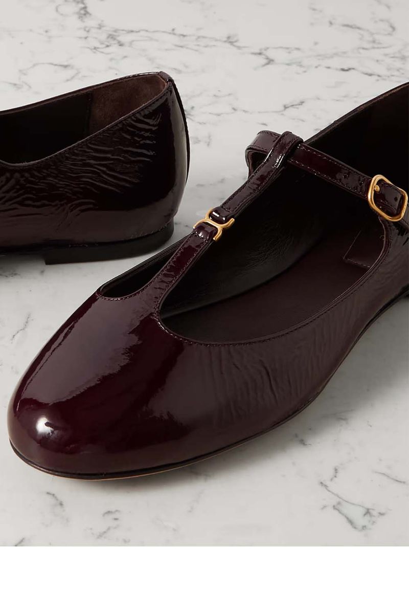 Chloé Marcie Embellished Patent-Leather Ballet Flats