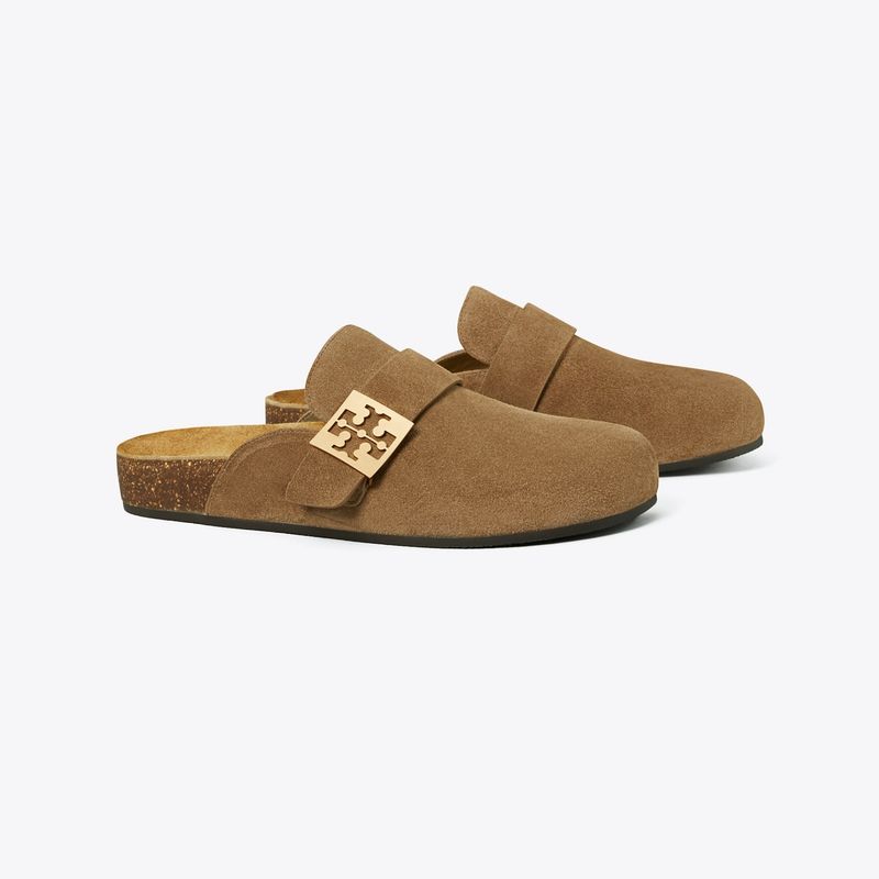 Tory Burch Mellow Suede Buckle Clogs