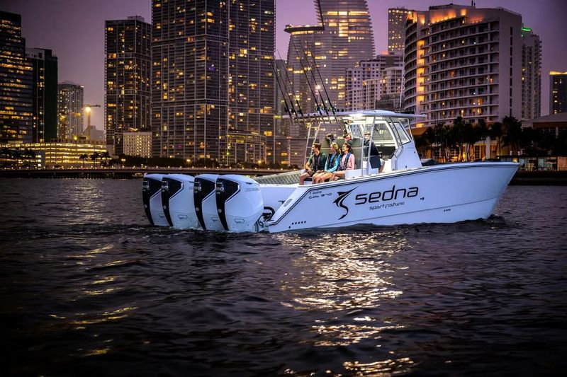Cruise Biscayne Bay with the skyline fully lit