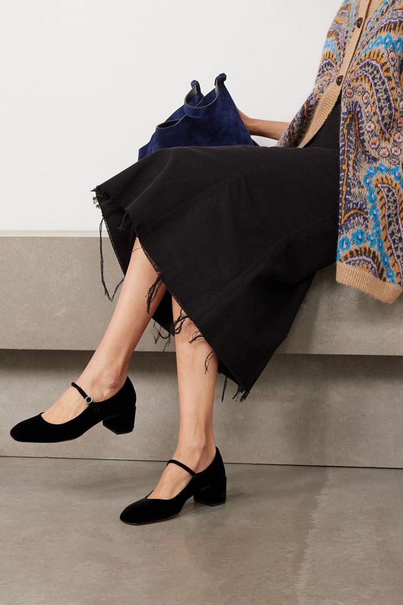 Suede or Velvet Mary Janes with a Subtle Platform
