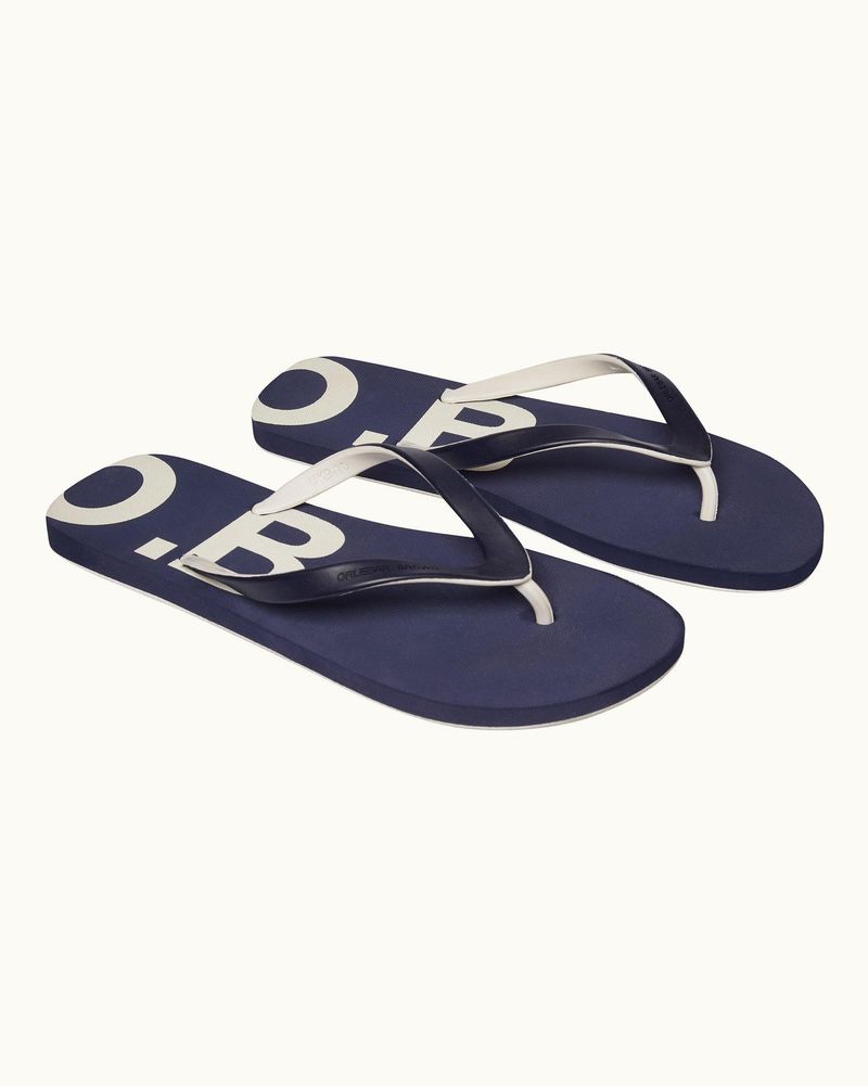 Logo-Heavy Flip-Flops with Contrast Stitching