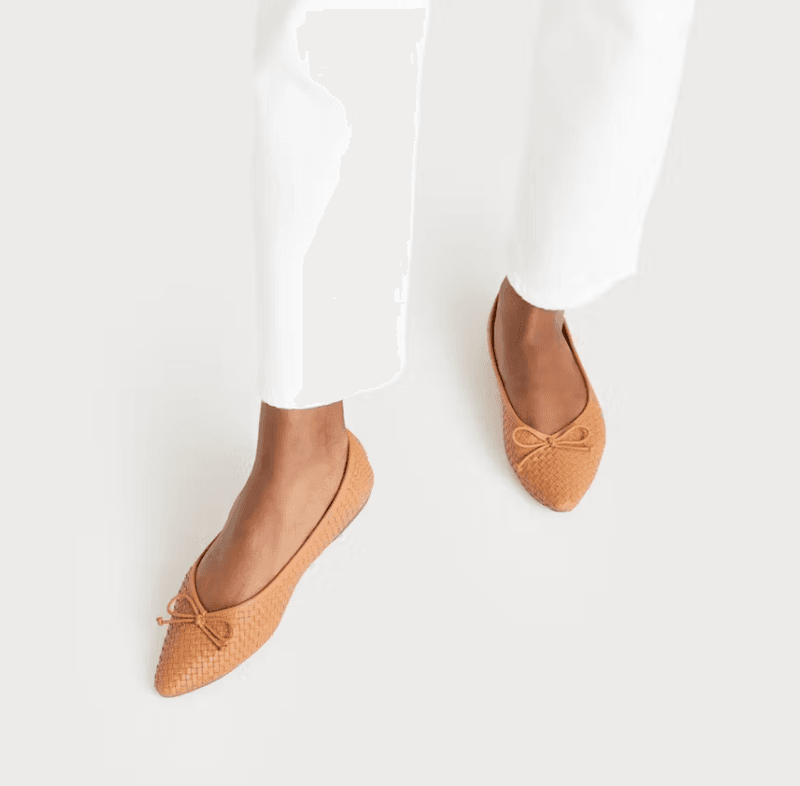 Almond-Toe Ballet Flats in Soft Leather