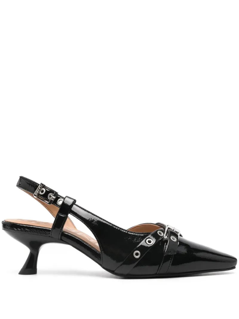 Ganni 55mm Buckle-Detail Glossy Pumps