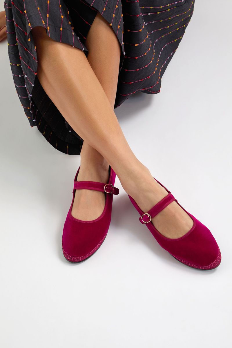 Velvet Mary Janes with a Gentle Buckle