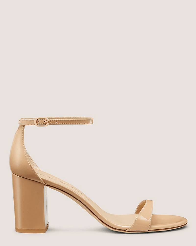 Stuart Weitzman Nudist Block 75MM Leather Sandals
