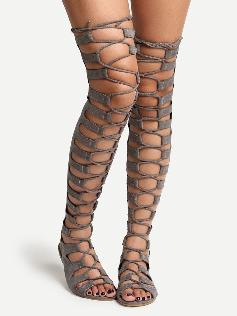 Overly Studded Gladiator Sandals That Lace Up to the Knee