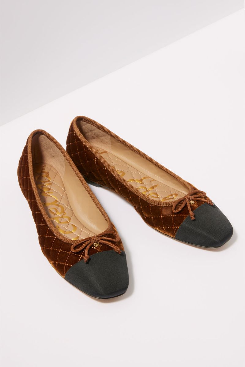 Sam Edelman Marilyn Quilted Velvet Cap-Toe Ballet Flats