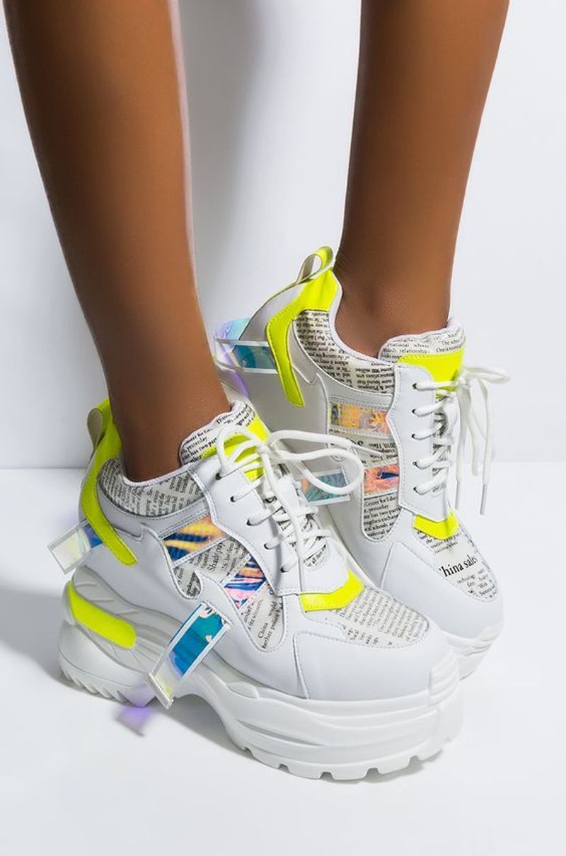 Chunky White Sneakers with Colorful Logos