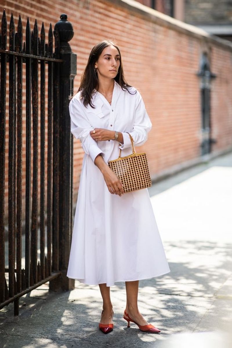 Structured White Shirt Dress + Statement Footwear