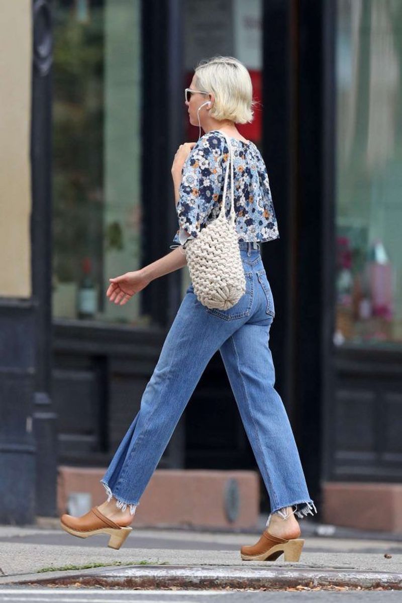 With Cropped Jeans and a Floral Top