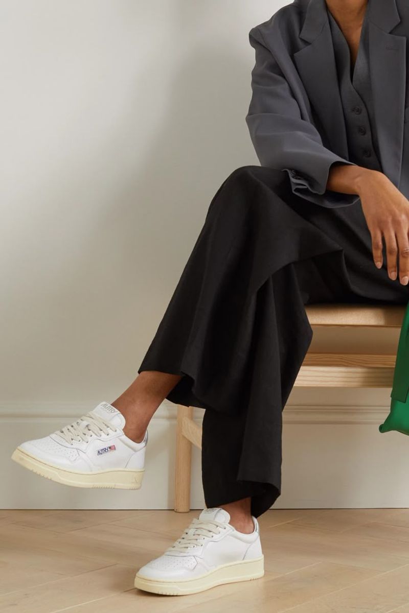 Tailored Blazer + Wide-Leg Trousers + Retro Sneakers