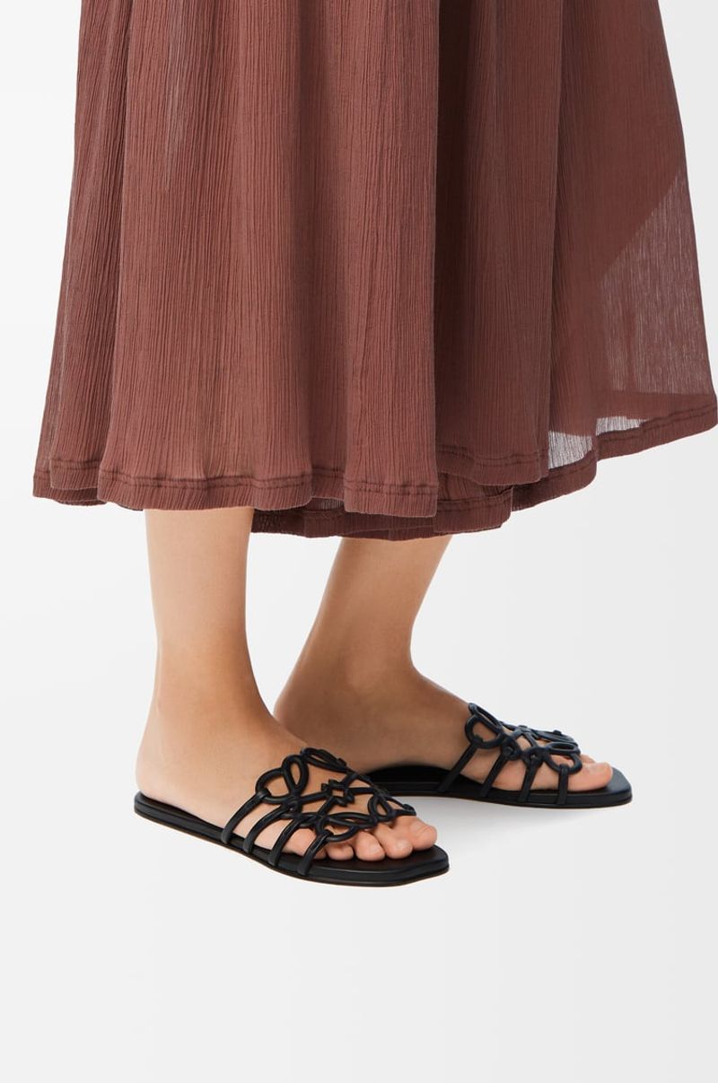 LOEWE Petal Anagram Leather Slides