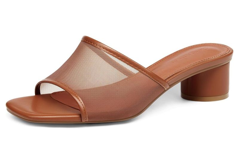 Coutgo Mesh-Strap Chunky Heel Mules