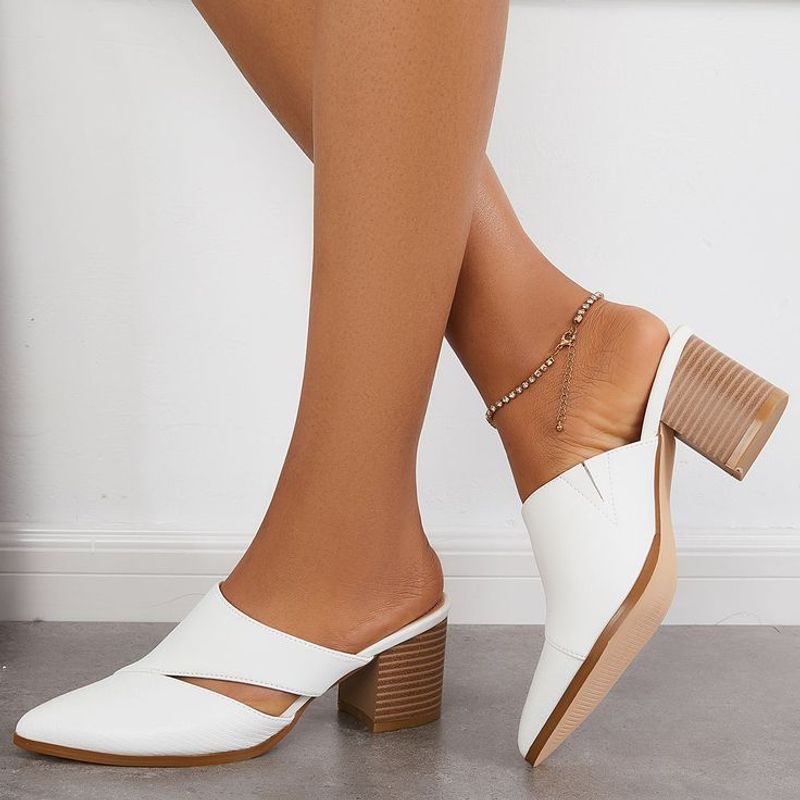 Backless Mules with Kitten Heels and Pointless Cutouts