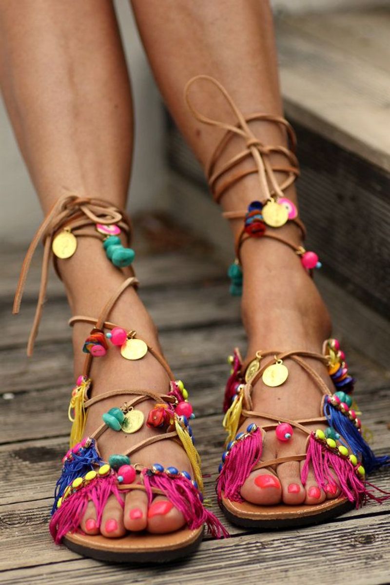 Overly Decorated Boho Sandals