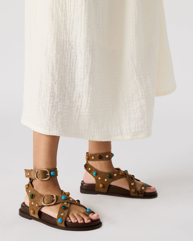 Steve Madden Linear Taupe Suede