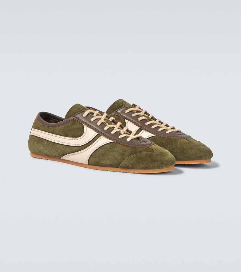 Dries Van Noten Suede-Trimmed Leather Sneakers