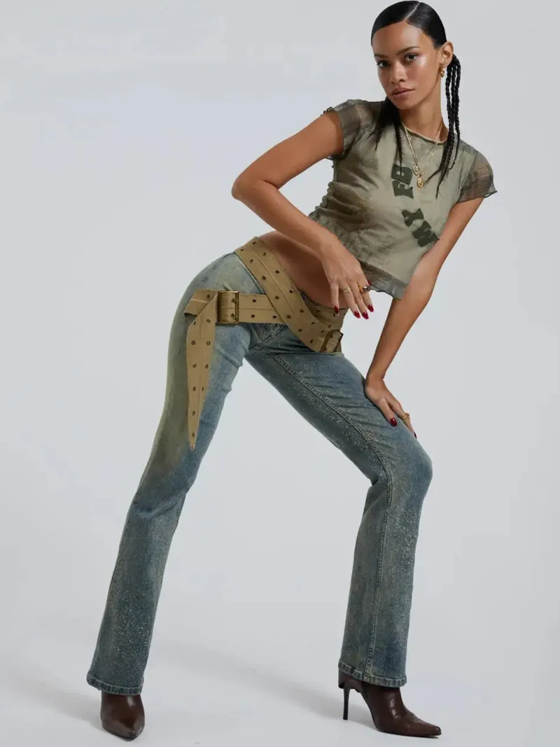 Low-Rise Bootcut Jeans + Chunky Belts