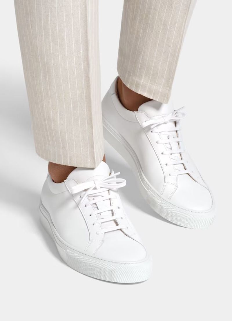 Low-Profile White Leather Sneakers