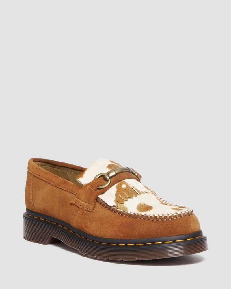 Dr. Martens – Adrian Snaffle Hair-On Cow Print Suede Loafers