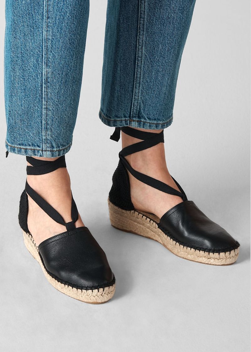 Leather Ankle-Tie Espadrille