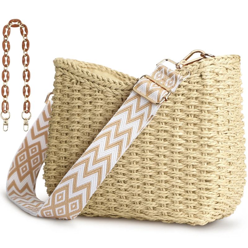 KPX Straw Handbags Purses Crossbody Pocketbook Bag