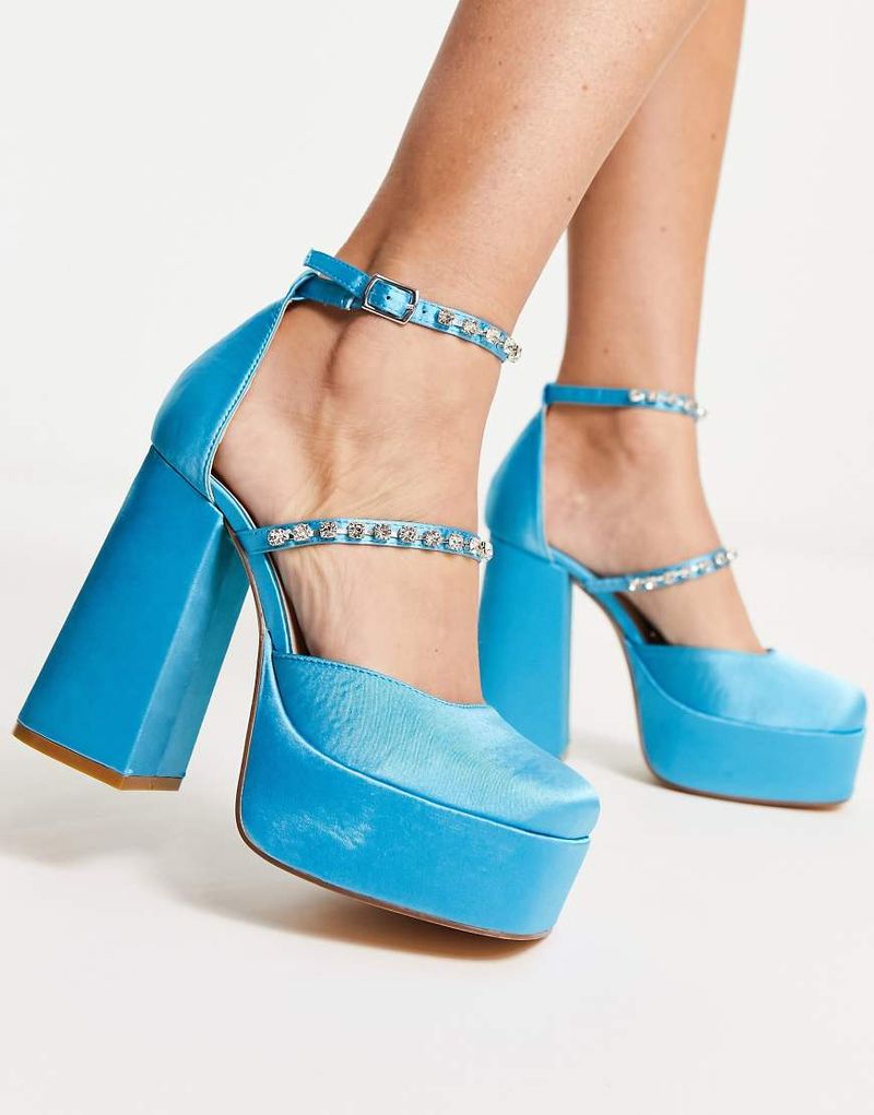 Chunky Faux Patent Pumps With a Mega Heel