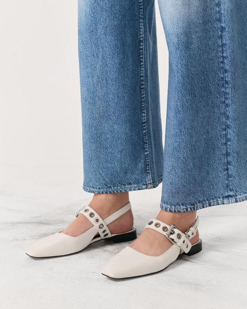 Minimalist Slingback Flats in Black or Bone